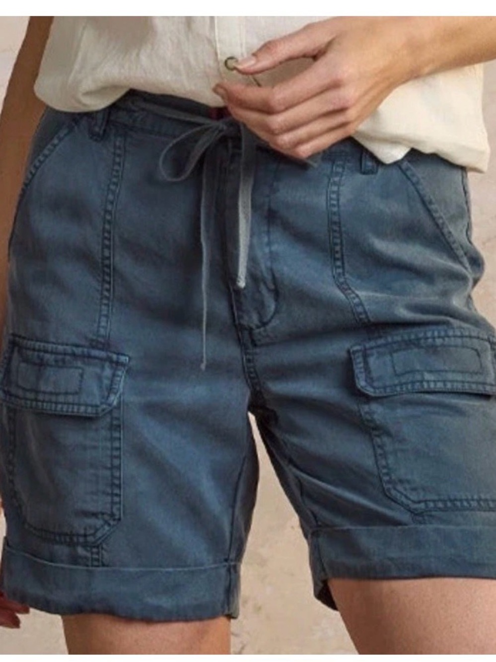 Sundance Slate Blue Cargo Shorts with Drawstring